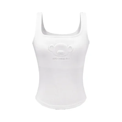 13DE MARZO Bear Logo Tank Top White