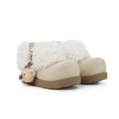 13DE MARZO Lower Fuzzy Snow Boots Beige