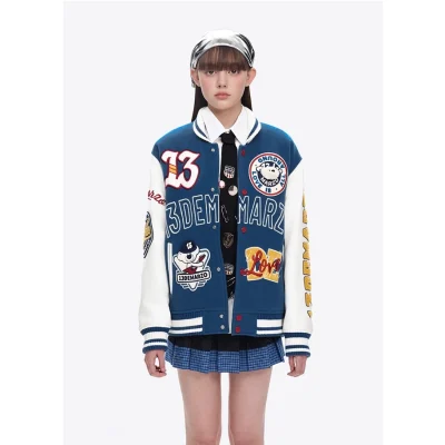 13DE MARZO Doozoo Retro Instruments Baseball Jacket Blue