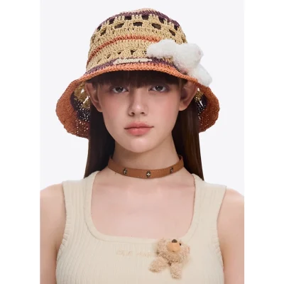 13DE MARZO Crochet Bucket Hat Brown