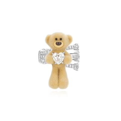 13DE MARZO Bear Hug Heart Ear Cuff Left/Right Side