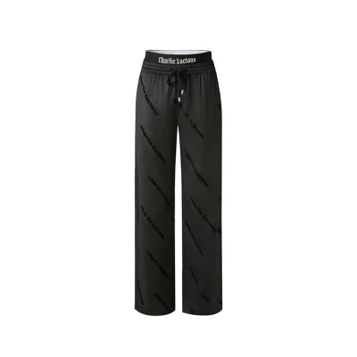 Charlie Luciano Logo-printed Drawstring Pants Black