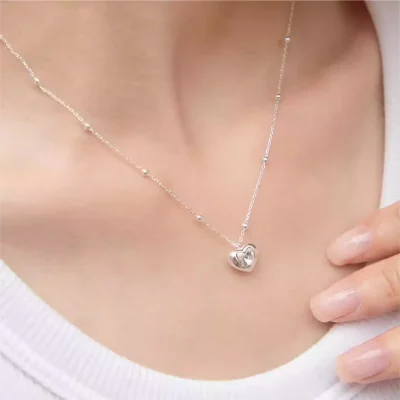 abyb Charming Heart Whisper Necklace 925 Sterling Silver Heart & Butterfly Pendant