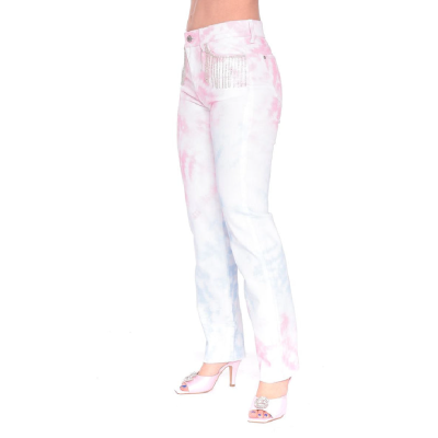 CHIARA FERRAGNI REG TIE DYE TROUSERS WHITE
