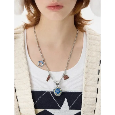 Harry Potter × 13DE MARZO Chocolate Frog Bear Necklace Silver