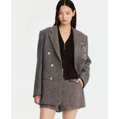 REVAN Heritage Tweed Blazer Coat Grey