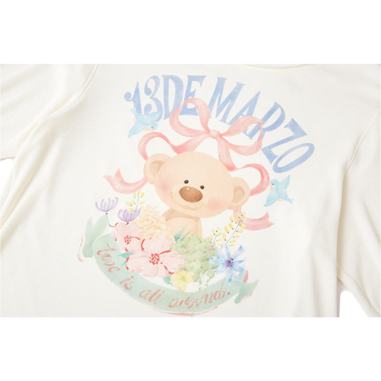 13DE MARZO Floral Bear Tee White - Image 5