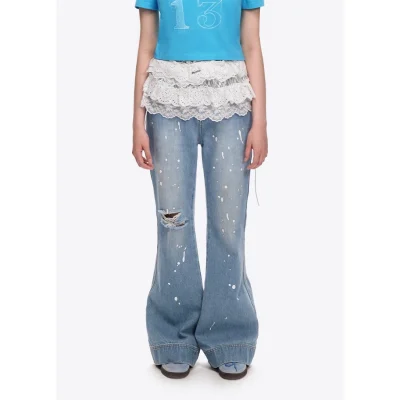 13DE MARZO Doozoo Spray Paint Jeans Blue