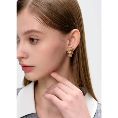 13DE MARZO Plush Bear Ear Stud Silver
