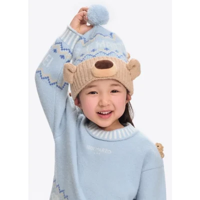 13DE MARZO BabyBear Fair Isle Knit Beanie Blue