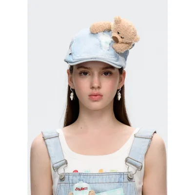 13DE MARZO Plaid Distressed Cap Blue