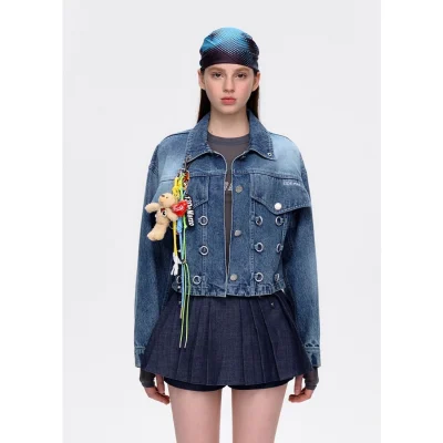 13DE MARZO Maximalist Pendant Denim Jacket Blue