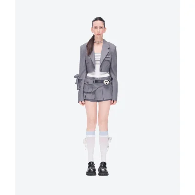 13DE MARZO Short Sparkle Blazer Grey