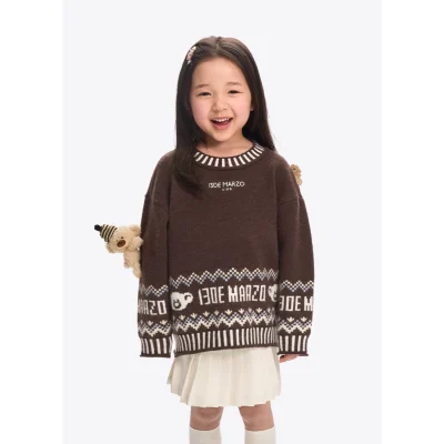13DE MARZO BabyBear Fair Isle Knit Sweater Brown