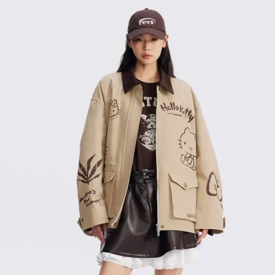REVAN Khaki Utility Pocket Cropped Jacket