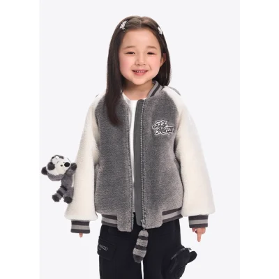13DE MARZO Raccoon BabyBear Baseball Jacket Grey