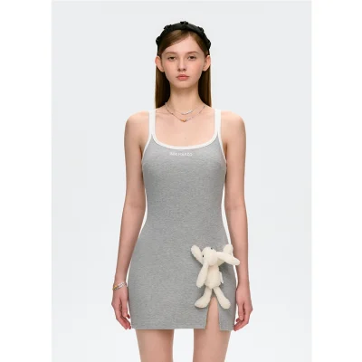 13DE MARZO Strapless Bodycon Dress Grey