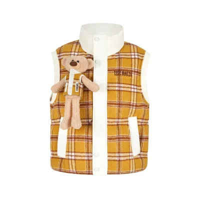 13DE MARZO Doozoo Checkered Down Vest Yellow