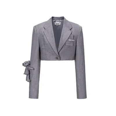 13DE MARZO Short Sparkle Blazer Grey