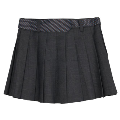 REVAN Charcoal Grey Wool-Touch Pleated Skirt