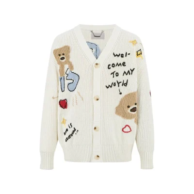 13DE MARZO Doozoo Doodles Cardigan White
