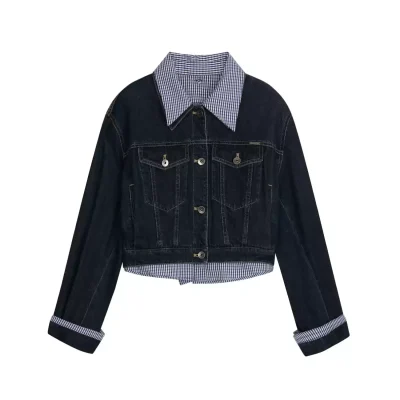 REVAN Dark Wash Layered Mock Two-Piece Denim Jacket