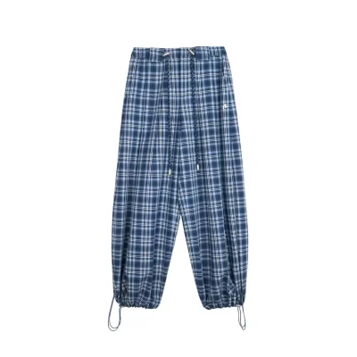 REVAN Slouchy Check Trousers Blue