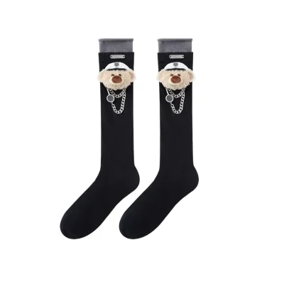 13DE MARZO Double-Layer Contrast Crew Socks Navy Blue