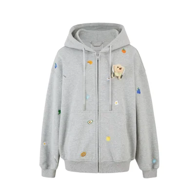 13DE MARZO Nutrition Breakfast Bear Hoodie Grey