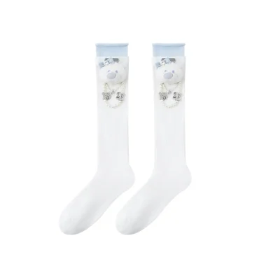 13DE MARZO Double-Layer Contrast Crew Socks White