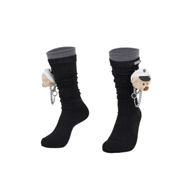 13DE MARZO Double-Layer Contrast Crew Socks Navy Blue