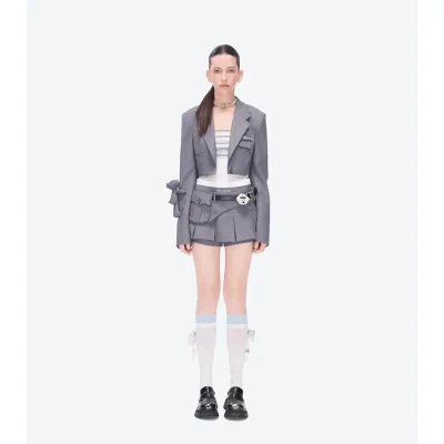 13DE MARZO Double-Layer Contrast Crew Socks White