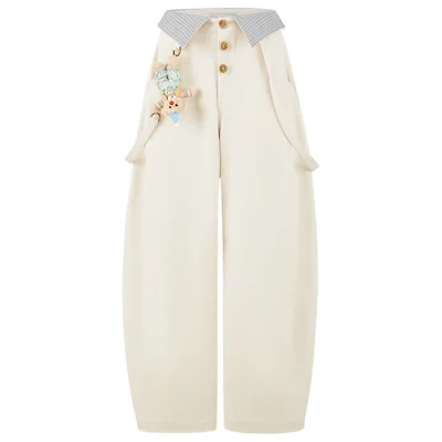 13DE MARZO Detachable Clown Bear Overall Beige
