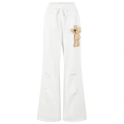 13DE MARZO Deconstructed Wide-Leg Sweatpants White