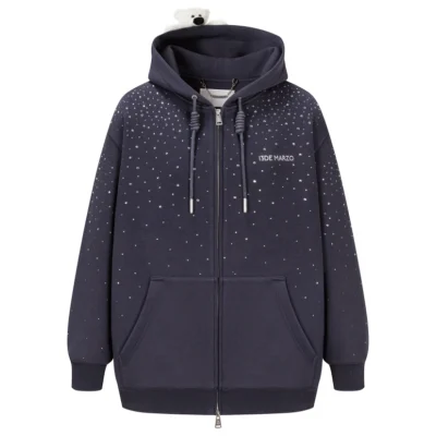 13DE MARZO Shine Logo Zip Hoodie Navy Blue