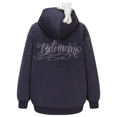 13DE MARZO Shine Logo Zip Hoodie Navy Blue