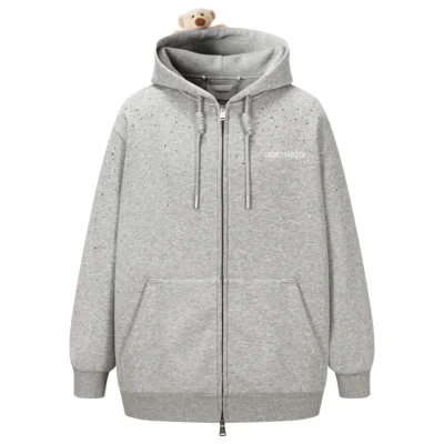13DE MARZO Shine Logo Zip Hoodie Grey