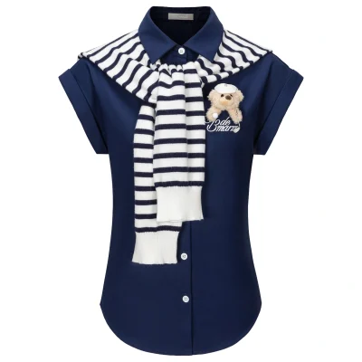13DE MARZO Golf Shirt Two-Piece Set Navy Blue