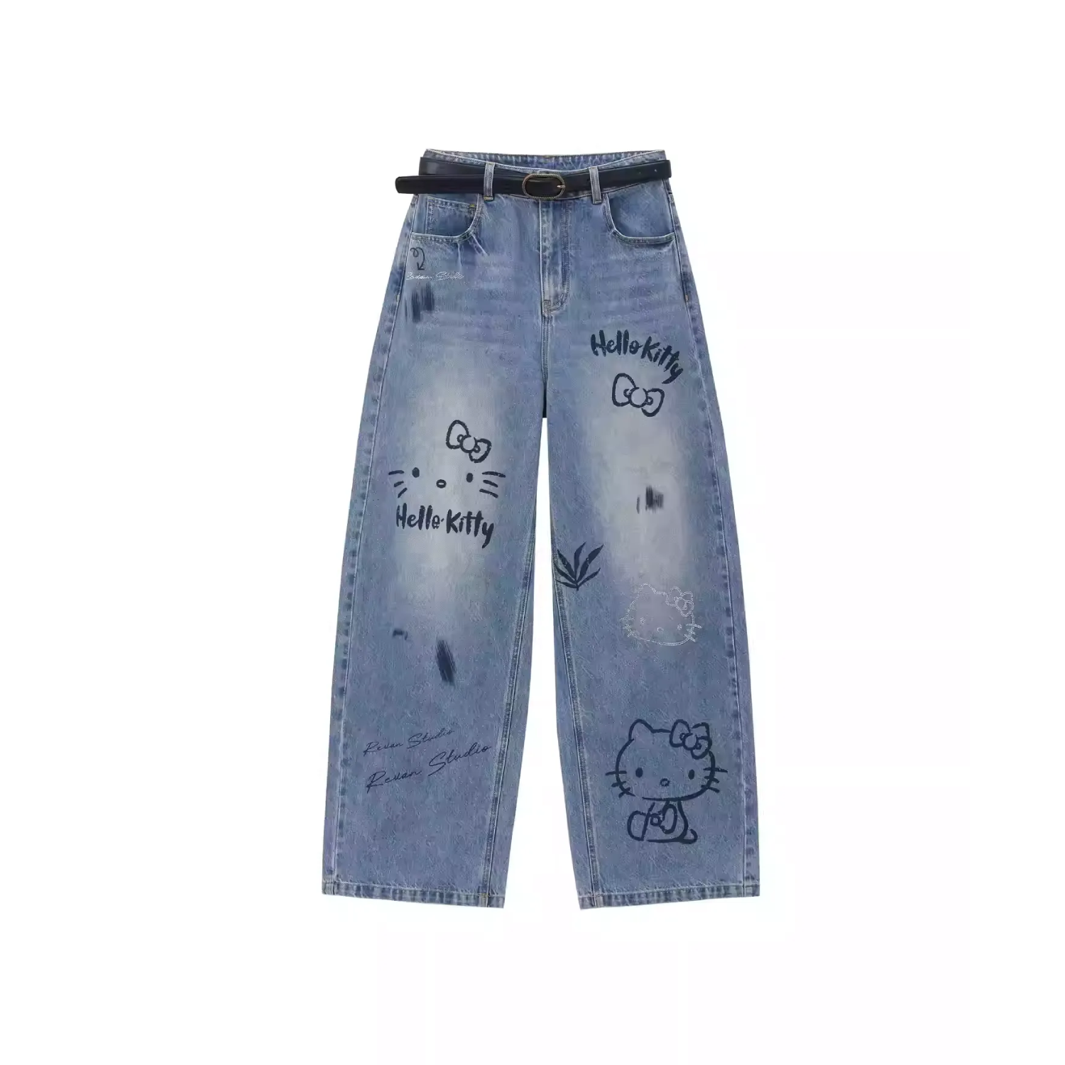 REVAN x Hello Kitty Street Art Wide-Leg Denim