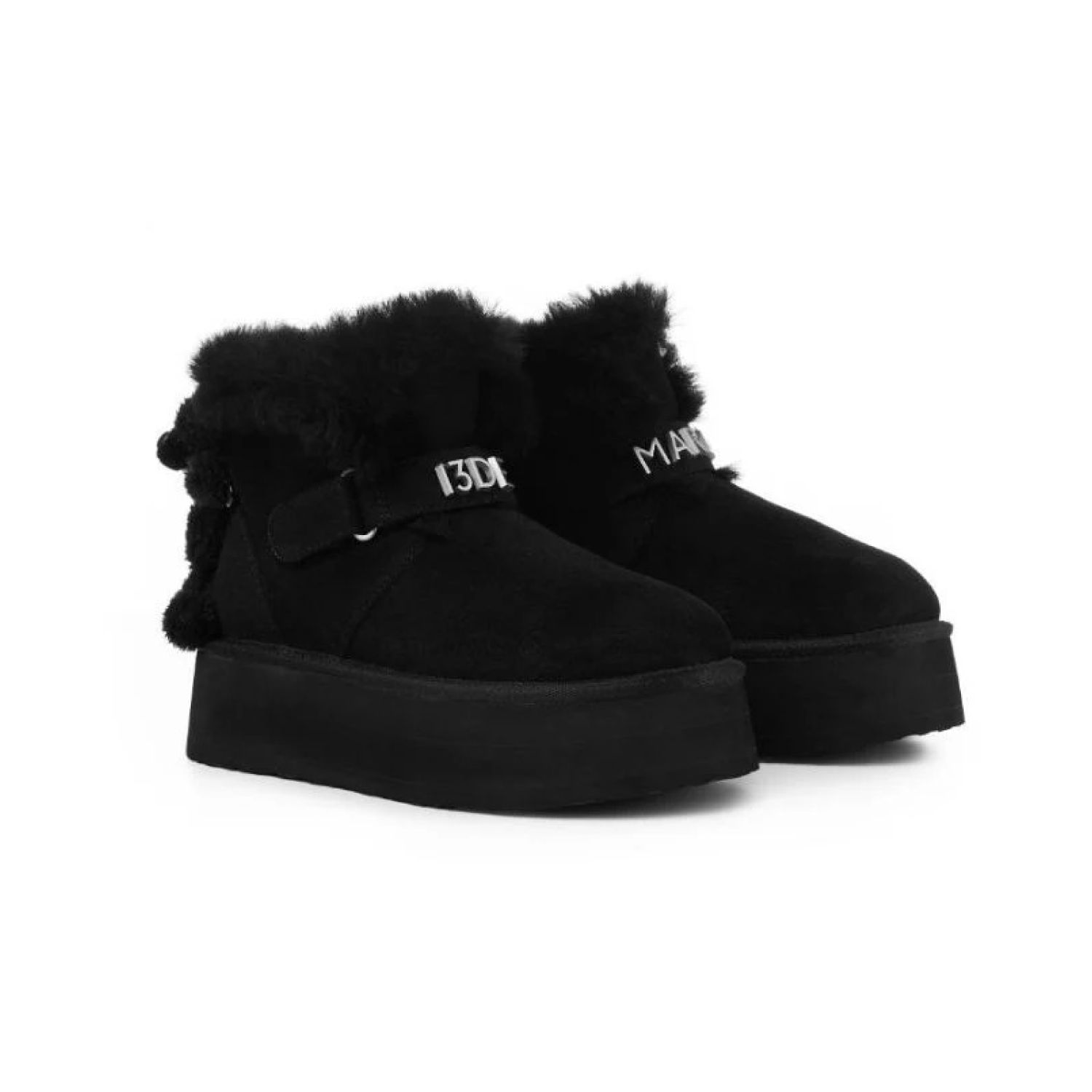 13DE MARZO Bear Plush Snow Boots Black
