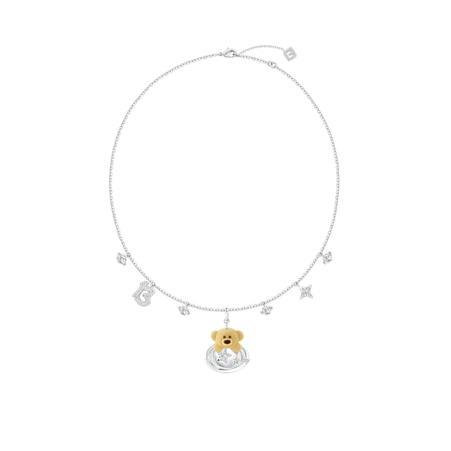 13DE MARZO Bear Logo Planet Zircon Necklace