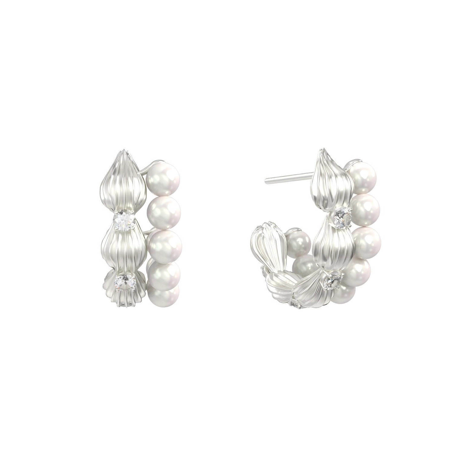 abyb Charming Whipped Cream Swirl Layered Studs Silver