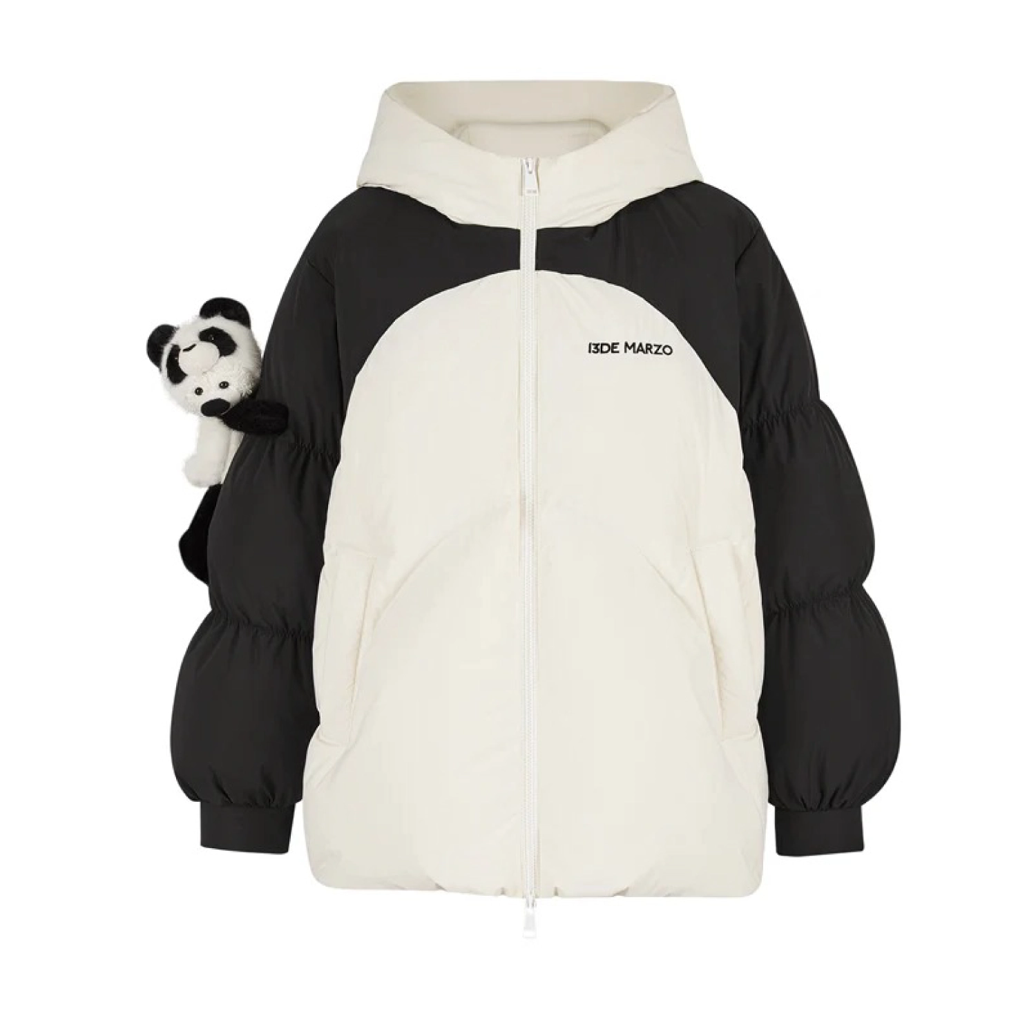 13DE MARZO Panda Bear Puffer Jacket White
