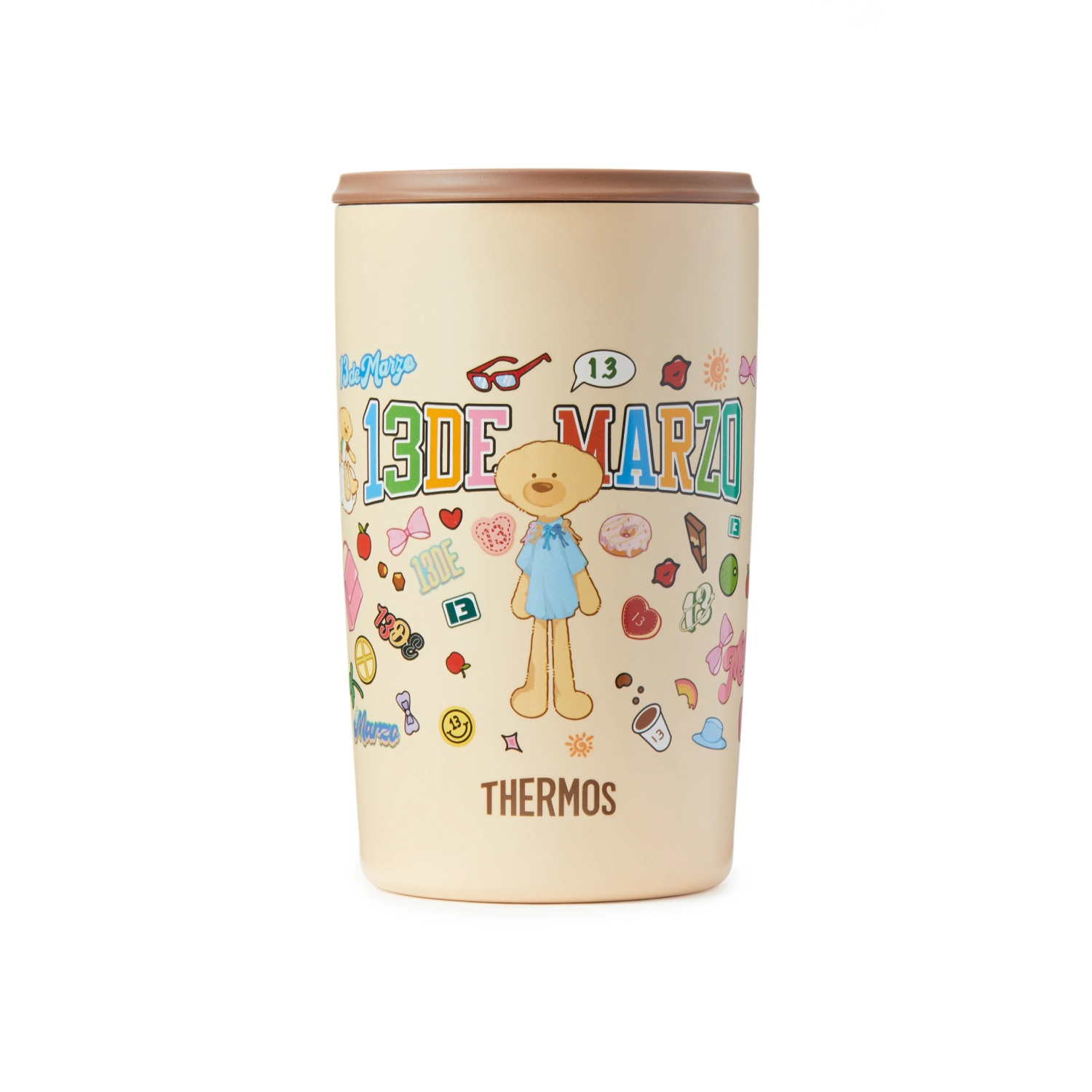 13DE MARZO Bear Insulated Travel Mug Brown