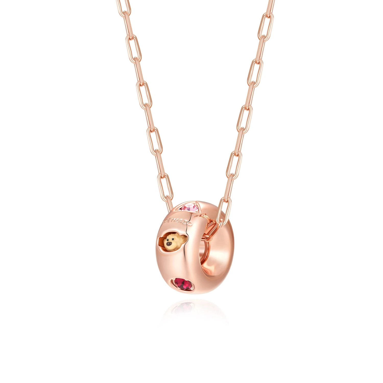 13DE MARZO Color Gems Bear Necklace Rose Gold