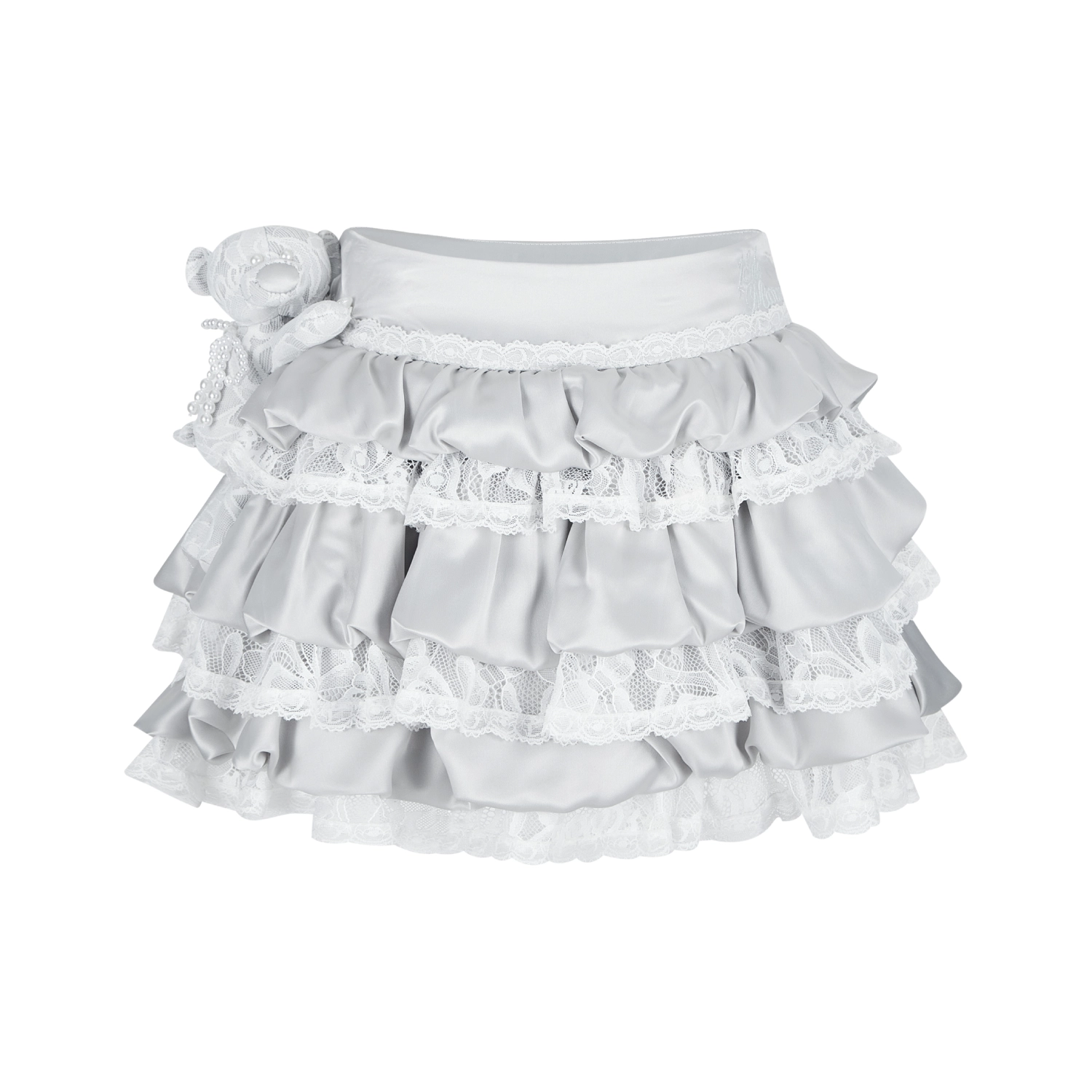 13DE MARZO Bear Lacy Bud Skirt Grey