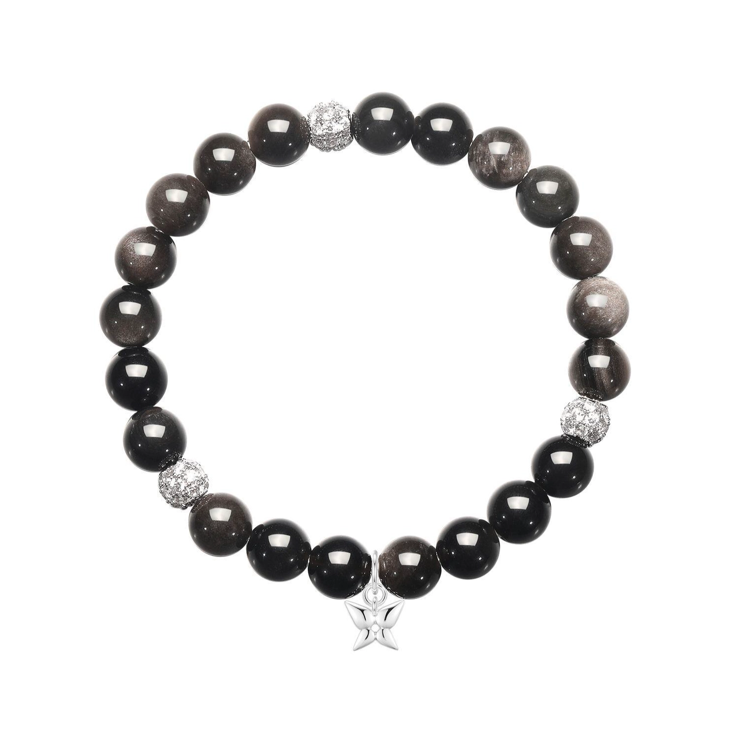 abyb Charming Get Lucky Butterfly Obsidian Bracelet