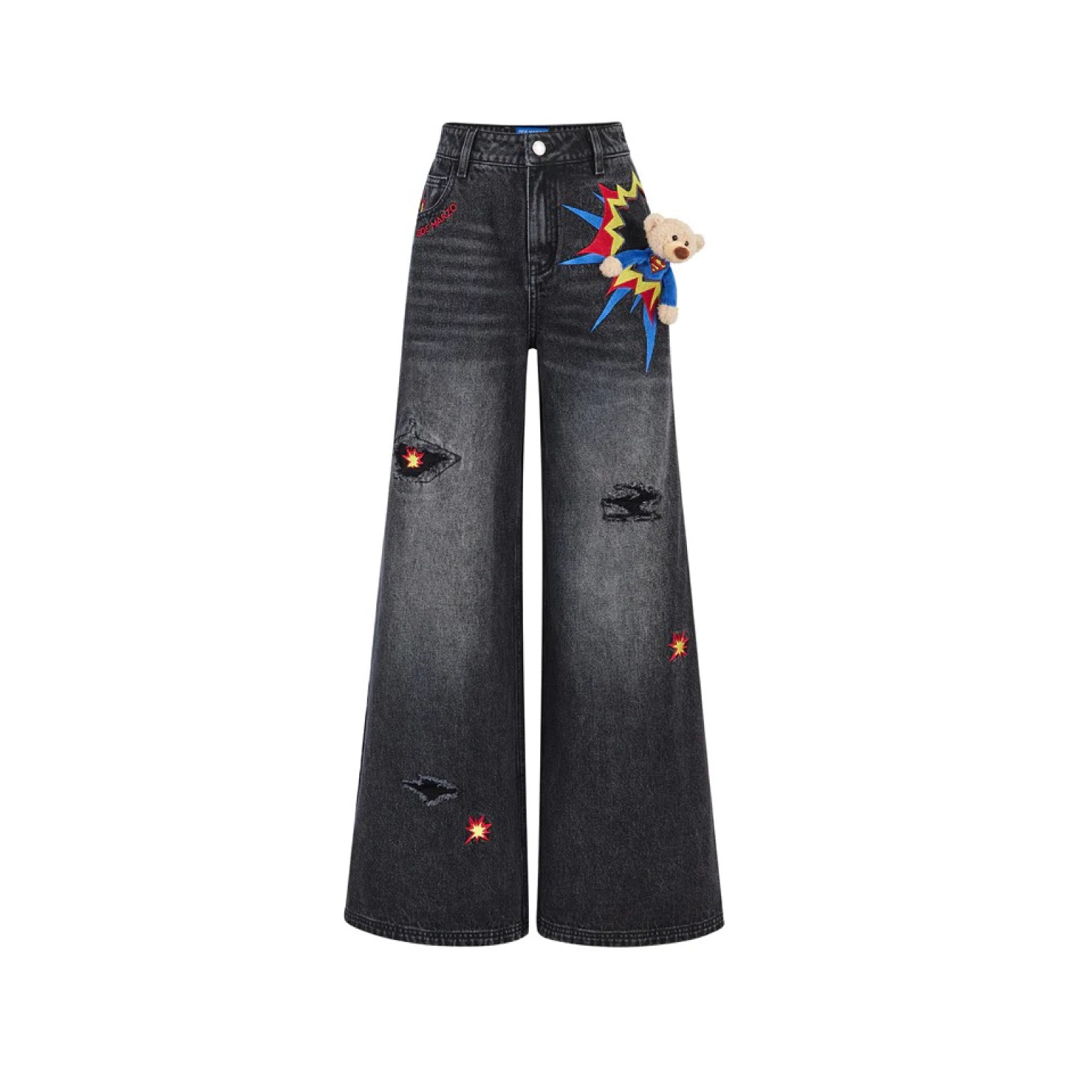 13DE MARZO Superman Bear 3D Pocket Jeans Black