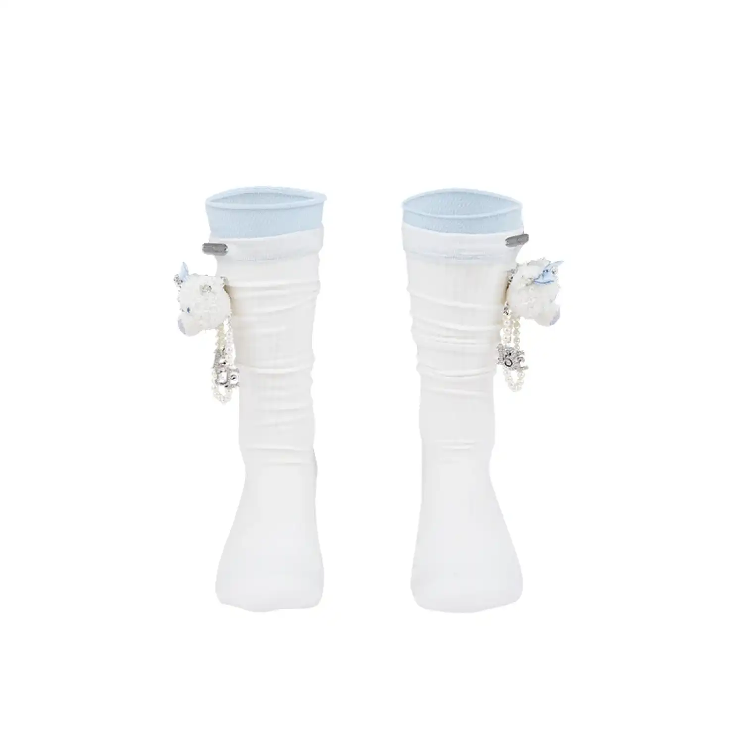13DE MARZO Double-Layer Contrast Crew Socks White product image 5