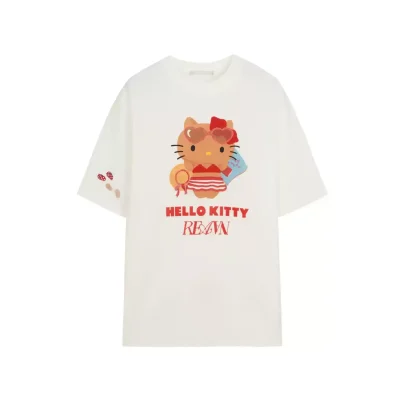 REVAN x Hello Kitty White Glitter Print Hello Kitty T-Shirt White